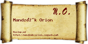 Mandzák Orion névjegykártya